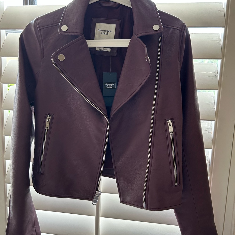 Abercrombie Maroon Vegan Leather Jacket